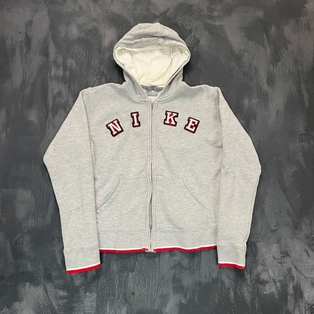 Vintage Nike zip up hoodie womens large gray 2000s y2k Print